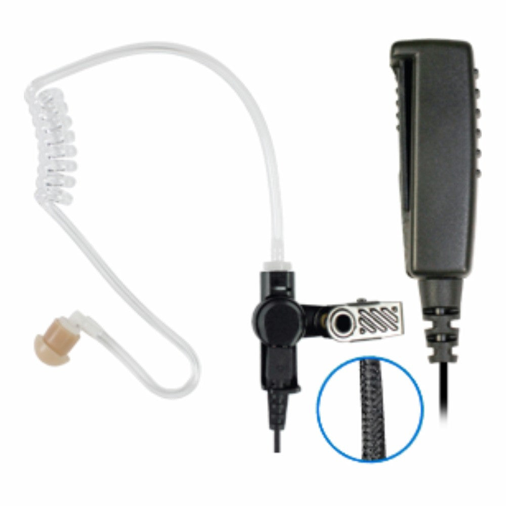 2-Wire Surveillance Kit Earpiece with Braided Fiber Cabling For Motorola [BPR40 CP100 CP200 CLS1110]