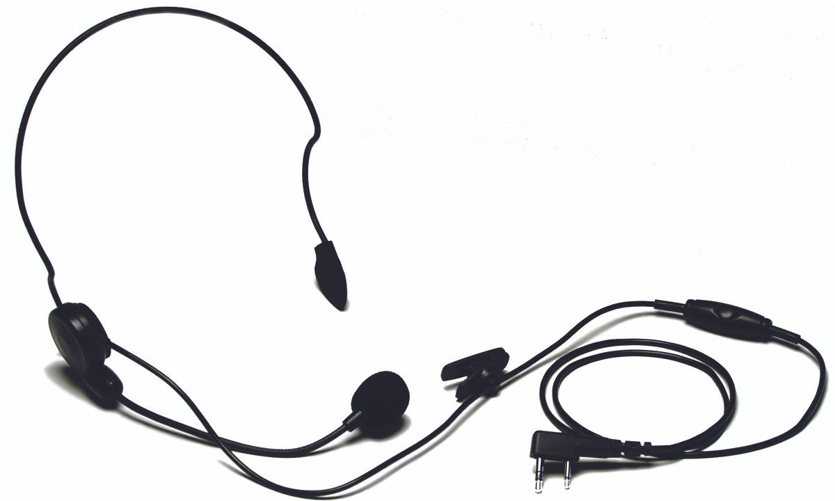 Behind-the-Head Headset with flexible boom mic and in-line PTT